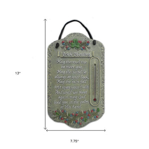 13" X 8" Gray Floral Irish Blessing Polyresin Wall Decor