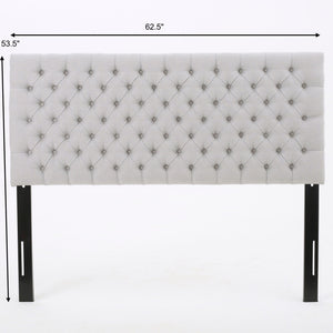 Queen Size Headboard With Button Tufting - Light Gray by Couch.com