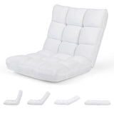 14-Position Adjustable Cushioned Floor Chair-White