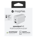 mophie 42W GaN Dual Port USB C and USB A Wall Charger by mophie