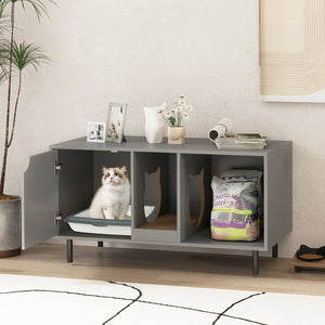 40 Inch Cat Litter Box Enclosure for 2 Cats Hidden Cat Washroom-Gray