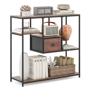 40 Inch Console Table Behind Sofa Couch with Storage-Rustic Brown