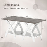 40 Inch Farmhouse Wooden Coffee Table with Storage Shelf with X-shaped Legs-Gray