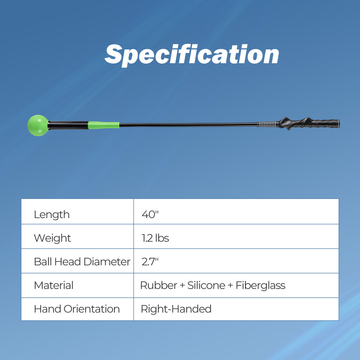 40 Inch Golf Swing Trainer Aid with Weighted Head for Grip  Rhythm  Balance-Green