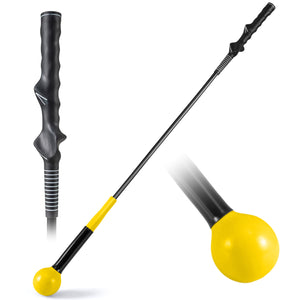 40 Inch Golf Swing Trainer Aid with Weighted Head for Grip  Rhythm  Balance-Yellow