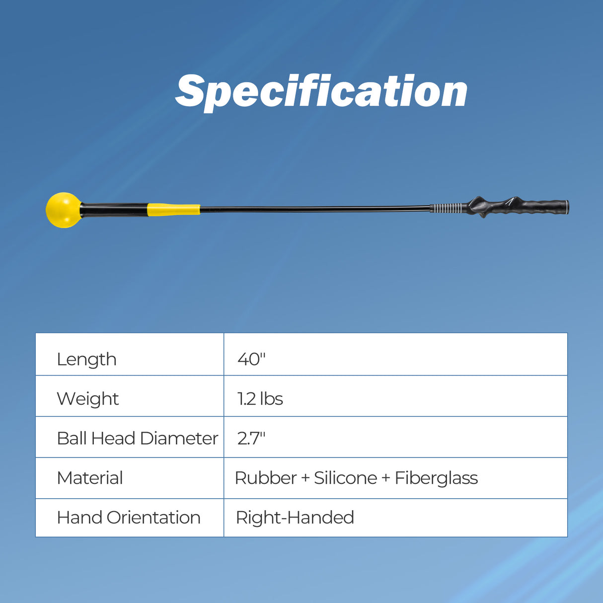 40 Inch Golf Swing Trainer Aid with Weighted Head for Grip  Rhythm  Balance-Yellow