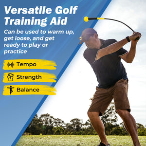 40 Inch Golf Swing Trainer Aid with Weighted Head for Grip  Rhythm  Balance-Yellow
