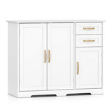 40 Inch Modern Kitchen Sideboard Buffet Cabinet with 2 Drawers and Adjustable Shelf-White