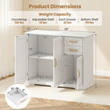 40 Inch Modern Kitchen Sideboard Buffet Cabinet with 2 Drawers and Adjustable Shelf-White