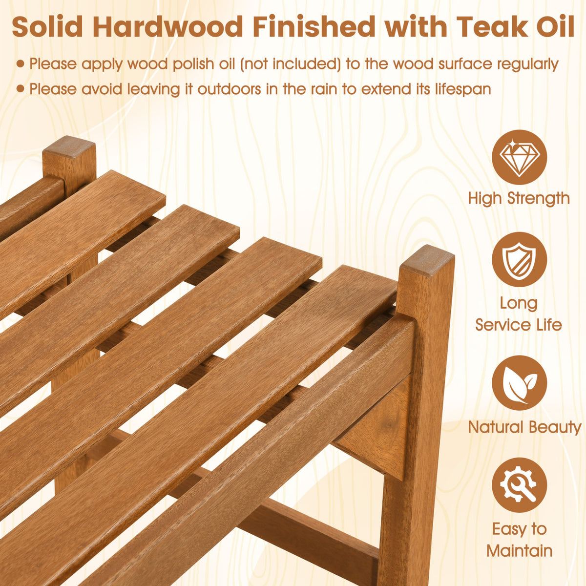 40 Inch Outdoor Bench with Slatted Contoured Seat for Deck Entryway-1 Piece