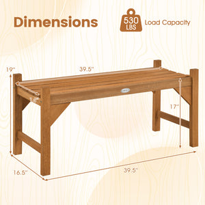 40 Inch Outdoor Bench with Slatted Contoured Seat for Deck Entryway-Set of 2