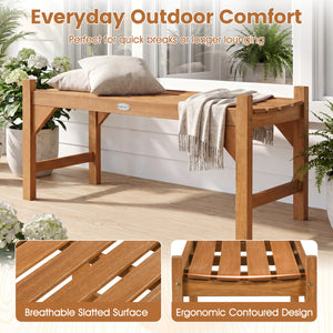 40 Inch Outdoor Bench with Slatted Contoured Seat for Deck Entryway-Set of 2
