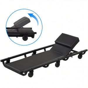 40 Inch Rolling Creeper Padded Mechanic Cart with Adjustable Backrest and Headrest-Black