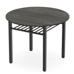 40” Round Kitchen Table with Storage Shelf and Metal Frame for 4 People-Gray