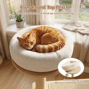 40" Solid Wood Cat Tree with Space Capsule & Sisal Posts and Scratching Board-Natural