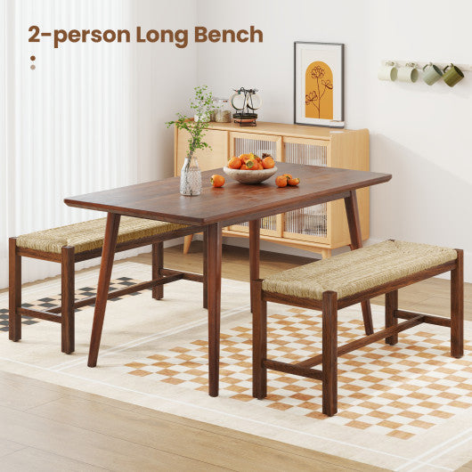 40 Inch Long Wood Bench with Solid Rubber Wood Frame-Walnut