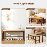 40 Inch Long Wood Bench with Solid Rubber Wood Frame-Walnut