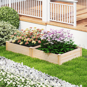 40" x 40" Outdoor Wood Raised Garden Bed-Natural