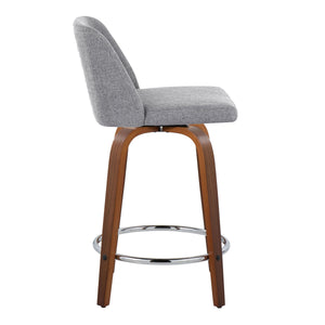 Toriano - Mid Century Modern Fixed Height Counter Stool With Swivel With Round Footrest (Set of 2) by Couch.com