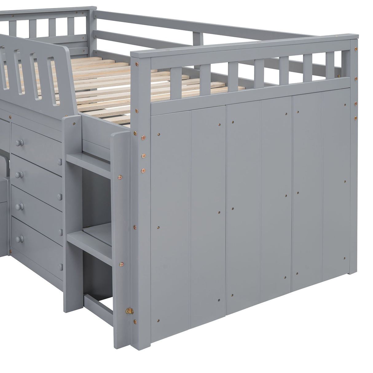 Loft Platform Bed With 7 Drawers And Full Guardrails, Modern L Shaped Space Savin by Couch.com