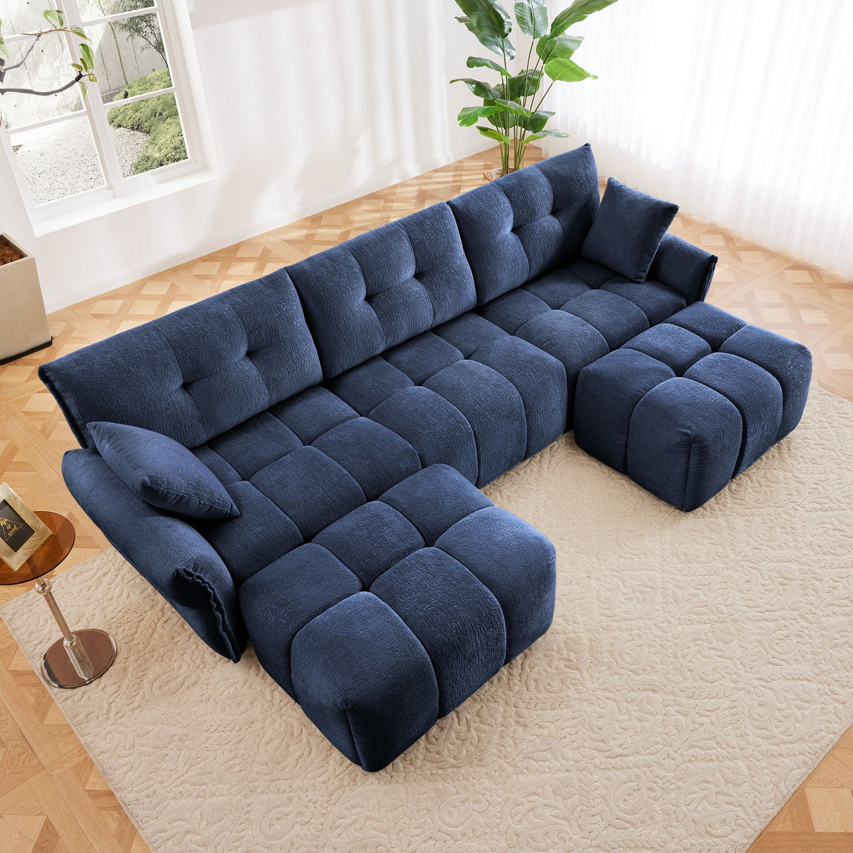 Elegant Sofa Set With Ottoman And Pillows, Textured Chenille, High Resilience Cushions by Couch.com