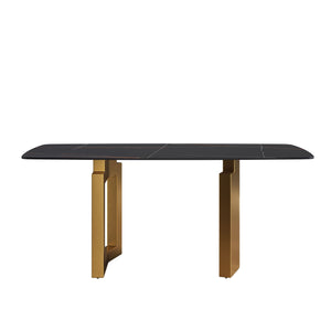 Modern Artificial Stone Dining Table, Can Accommodate 6-8 People - Black by Couch.com