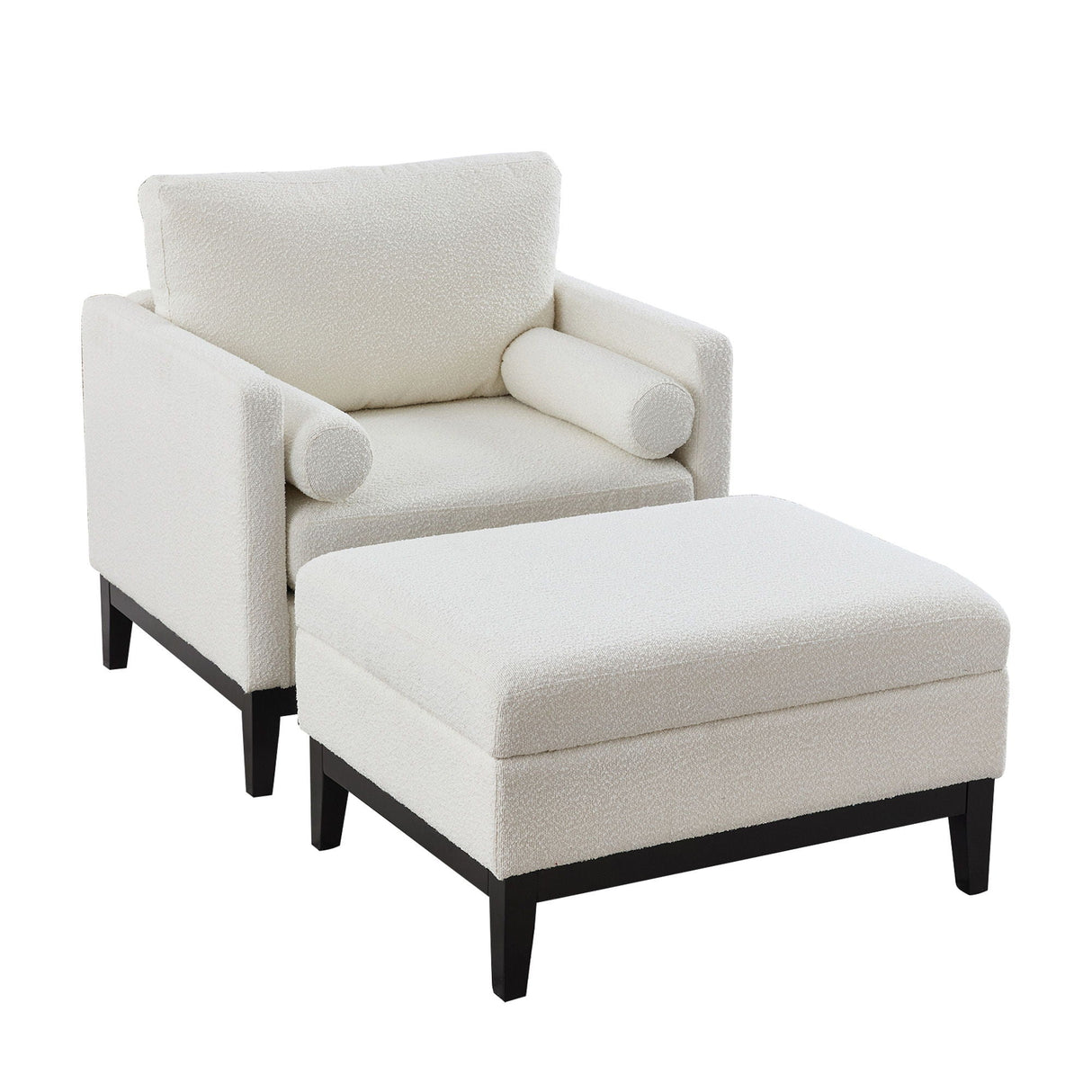 Farmhouse Upholstered Accent Chair With Ottoman, Reversible Lid Coffee Table by Couch.com