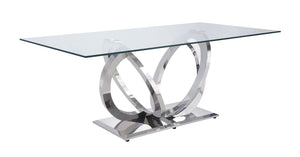 Finley - Clear Glass Top Mirrored Dining Table - Silver by Couch.com