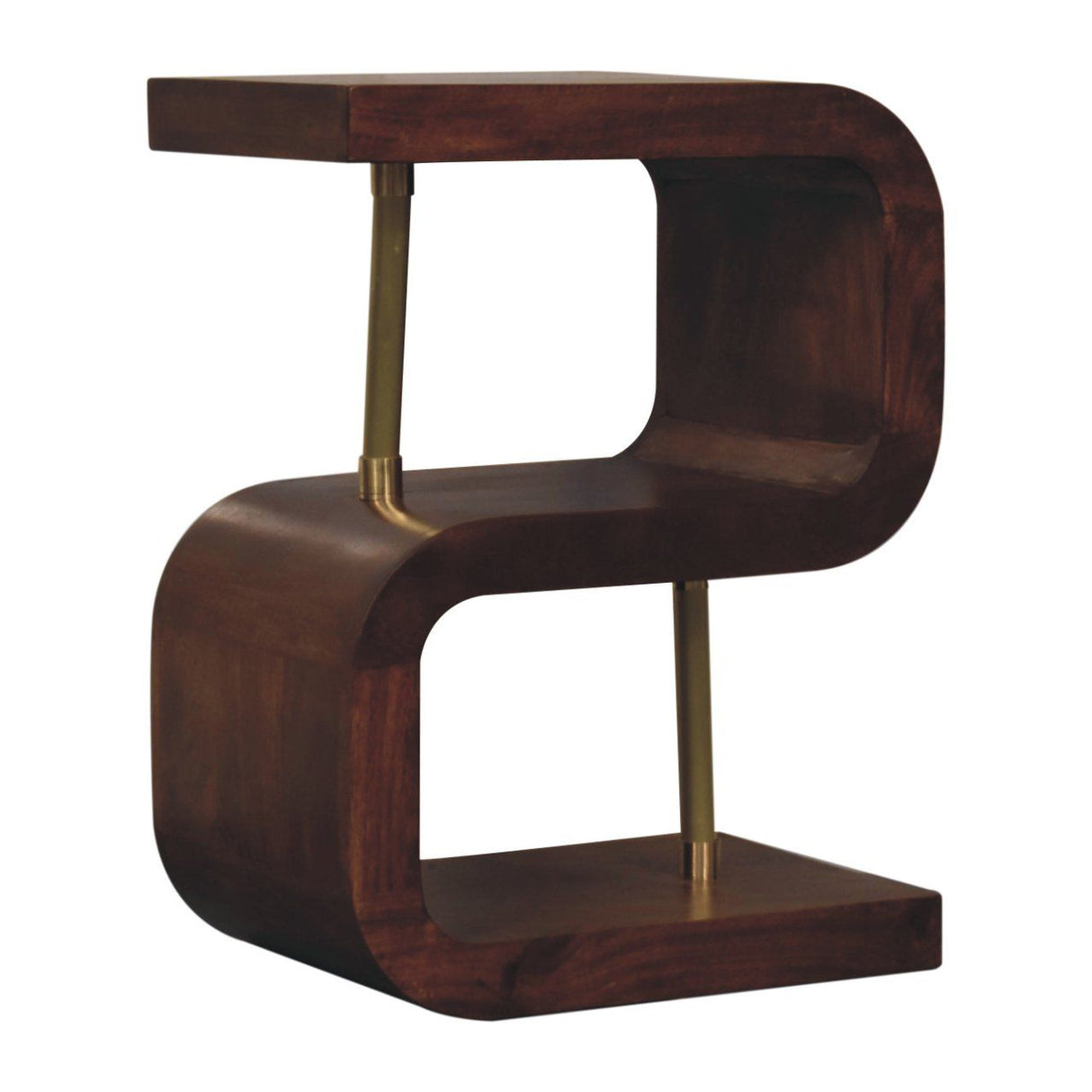S Curve Brass Bedside Table - Dark Brown by Couch.com