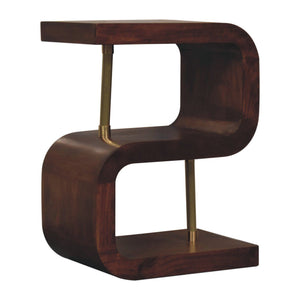 S Curve Brass Bedside Table - Dark Brown by Couch.com