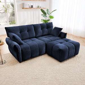 Elegant Sofa Set With Ottoman And Pillows, Textured Chenille, High Resilience Cushions by Couch.com