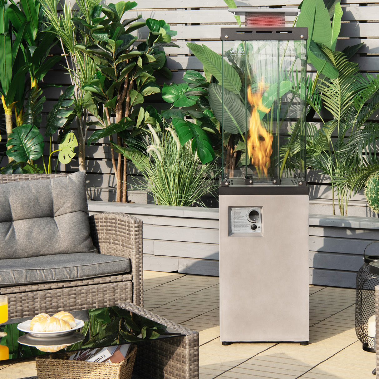 41 000 BTU Propane Patio Heater with Metal Hood-Black