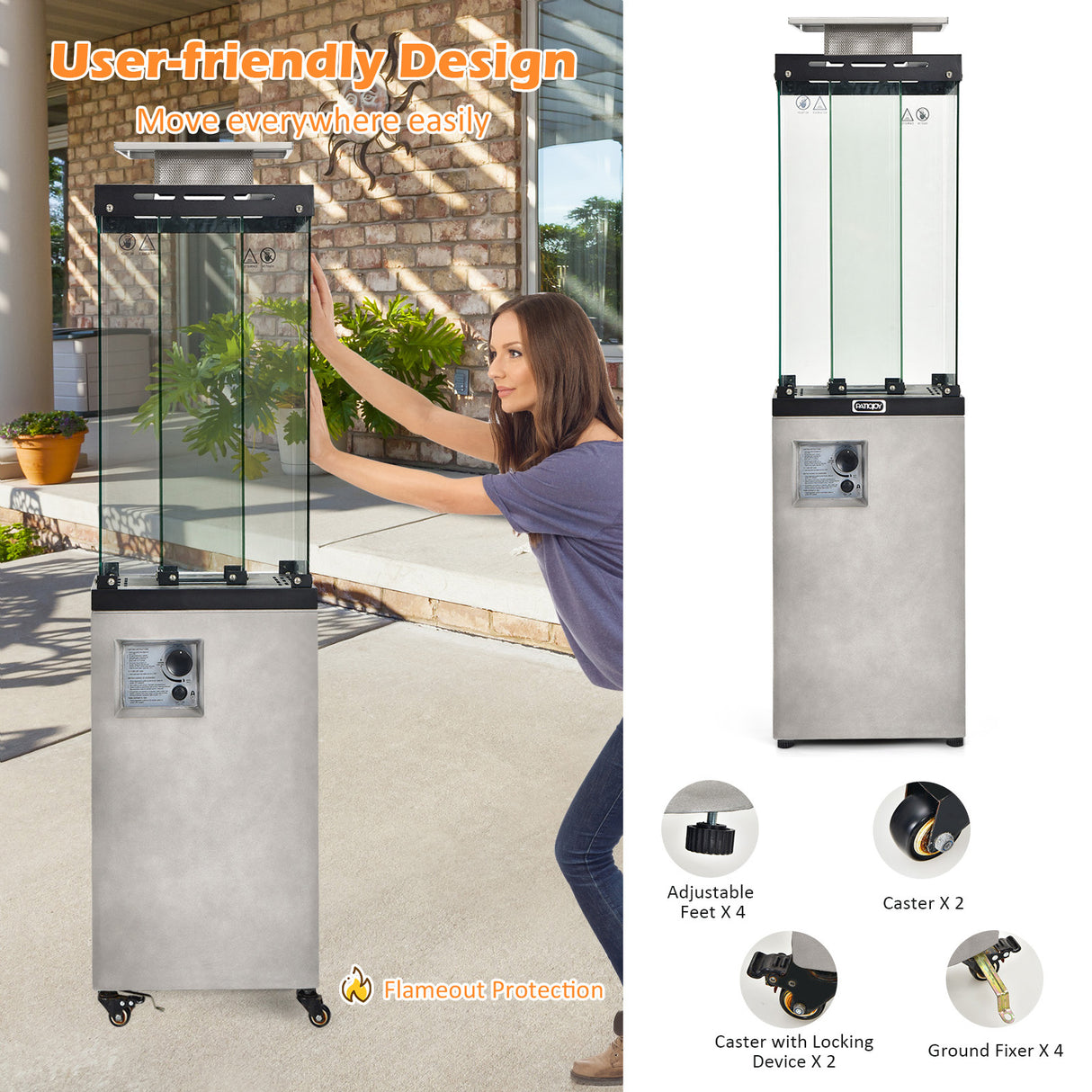 41 000 BTU Propane Patio Heater with Metal Hood-Black