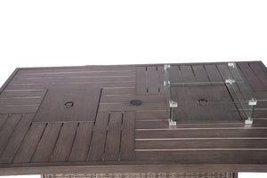 Gray Wicker Outdoor Gas Fire Pit Table with Ice Bucket