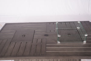 Gray Wicker Outdoor Gas Fire Pit Table with Ice Bucket