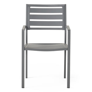 Outdoor Modern Aluminum Dining Chair (Set of 2), Gun Metal Gray