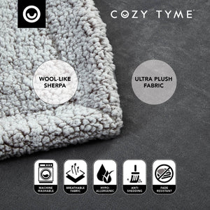 Zakary Flannel Reversible Heathered Sherpa Throw Blanket