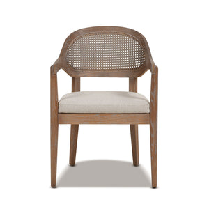 Americana - Mid-Century Modern Cane Back Dining Chair Textured Weave - Taupe Beige by Couch.com