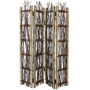 64" Brown Solid Wood Panel Screen Room Divider