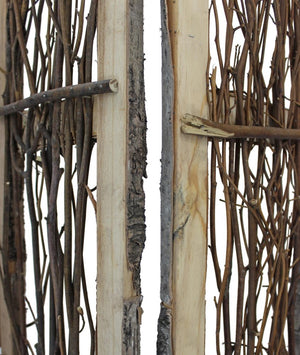 64" Brown Solid Wood Panel Screen Room Divider