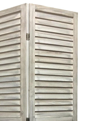 67" White Solid Wood Folding Three Panel Screen Room Divider
