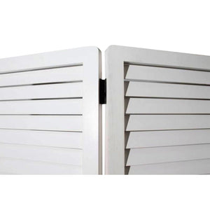 67" White Solid Wood Folding Three Panel Screen Room Divider