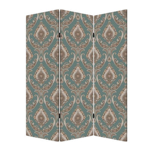 72" Green Folding Three Panel Screen Room Divider