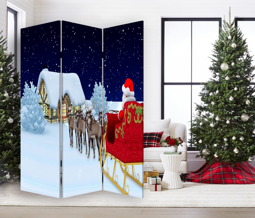 72" Green Folding Three Panel Screen Room Divider