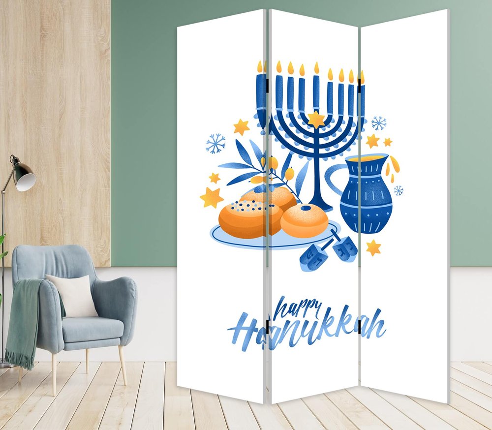 72" White Folding Three Panel Screen Room Divider