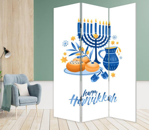 72" White Folding Three Panel Screen Room Divider