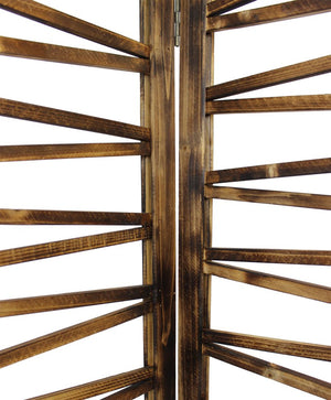 72" Brown Folding Three Panel Screen Room Divider