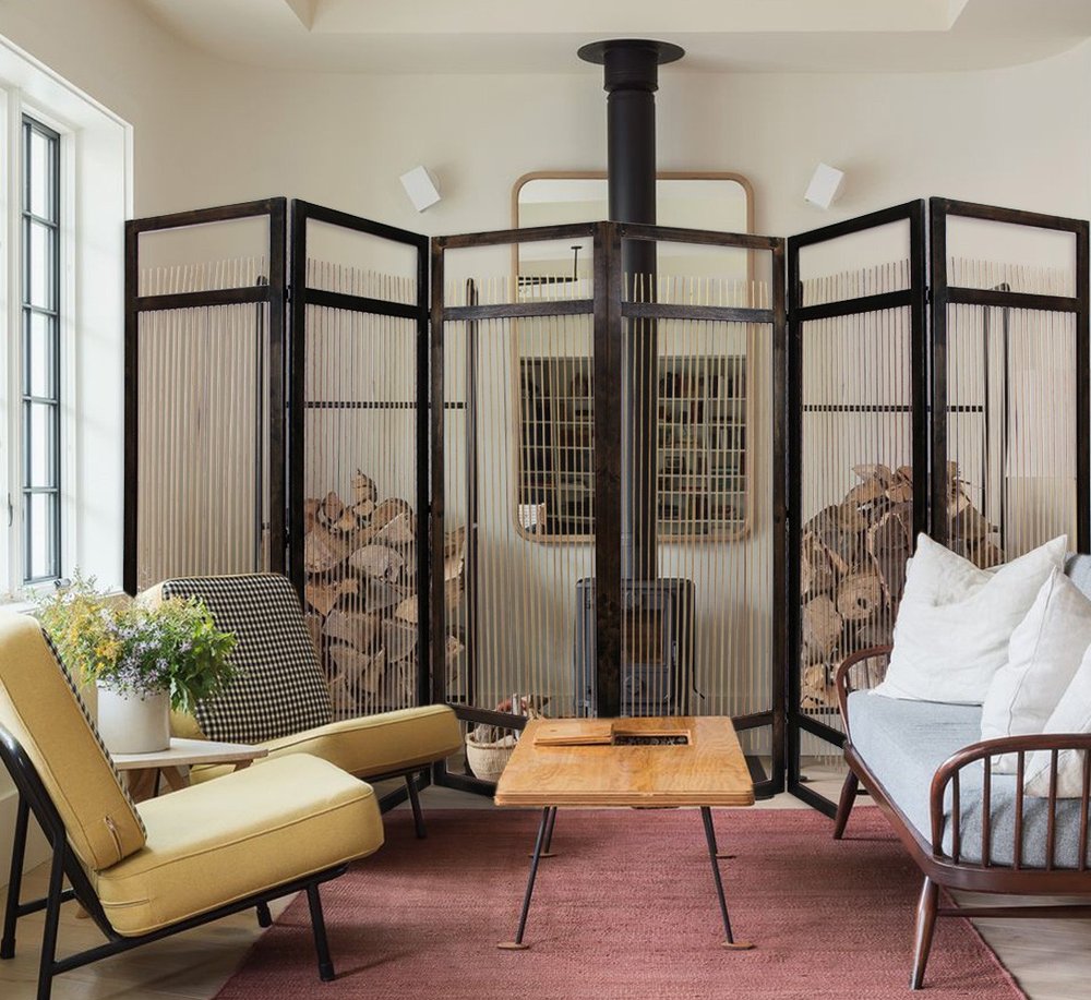 72" Brown Folding Three Panel Screen Room Divider
