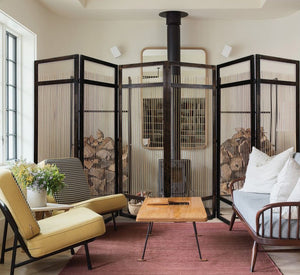 72" Brown Folding Three Panel Screen Room Divider