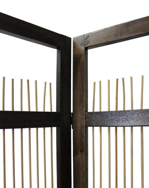 72" Brown Folding Three Panel Screen Room Divider